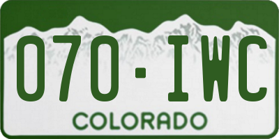 CO license plate 070IWC