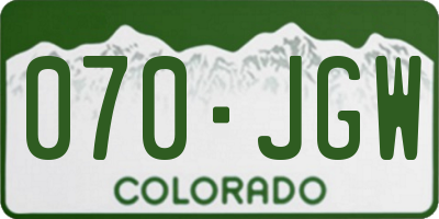 CO license plate 070JGW