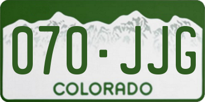 CO license plate 070JJG