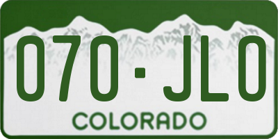 CO license plate 070JLO