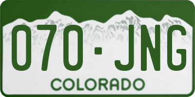 CO license plate 070JNG