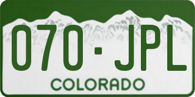 CO license plate 070JPL