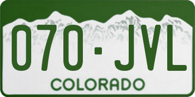 CO license plate 070JVL