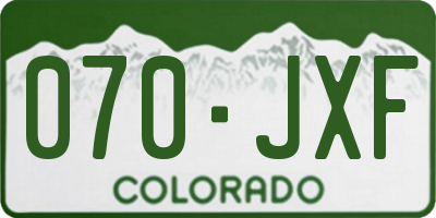 CO license plate 070JXF