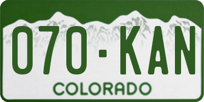 CO license plate 070KAN