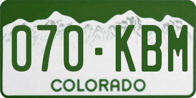 CO license plate 070KBM