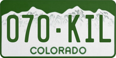 CO license plate 070KIL