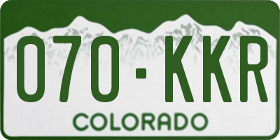 CO license plate 070KKR
