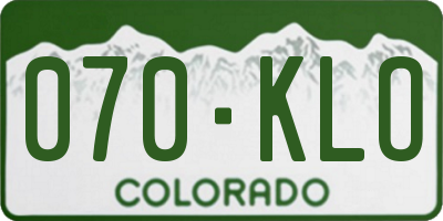 CO license plate 070KLO