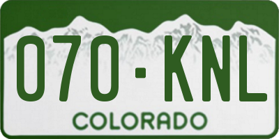 CO license plate 070KNL