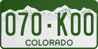 CO license plate 070KOO