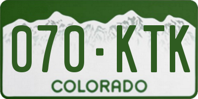 CO license plate 070KTK