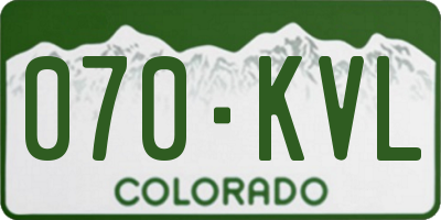 CO license plate 070KVL