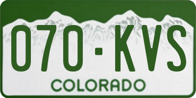 CO license plate 070KVS