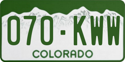 CO license plate 070KWW