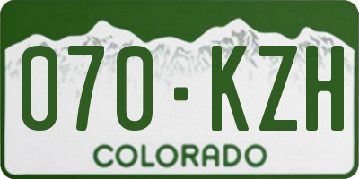 CO license plate 070KZH