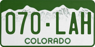 CO license plate 070LAH