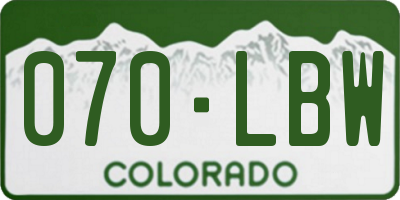 CO license plate 070LBW