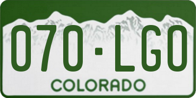 CO license plate 070LGO