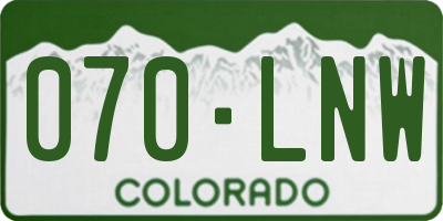 CO license plate 070LNW