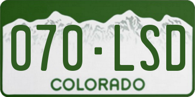 CO license plate 070LSD
