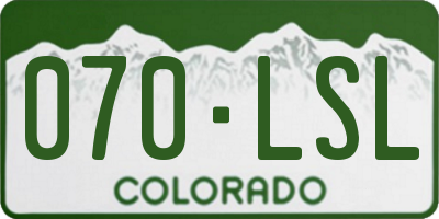 CO license plate 070LSL