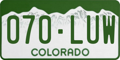 CO license plate 070LUW