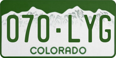 CO license plate 070LYG