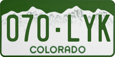 CO license plate 070LYK