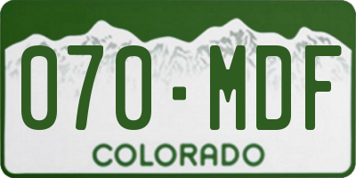 CO license plate 070MDF