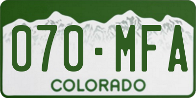 CO license plate 070MFA