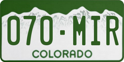 CO license plate 070MIR