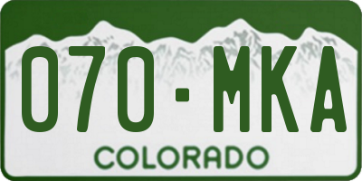 CO license plate 070MKA