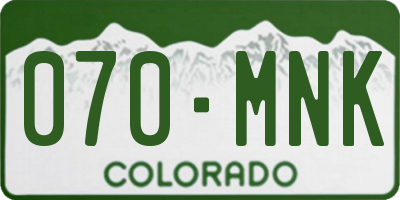 CO license plate 070MNK