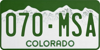 CO license plate 070MSA