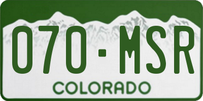 CO license plate 070MSR