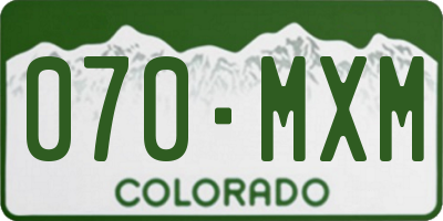 CO license plate 070MXM