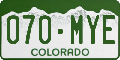 CO license plate 070MYE