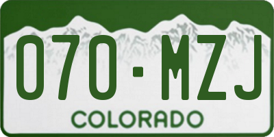 CO license plate 070MZJ