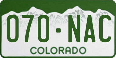 CO license plate 070NAC