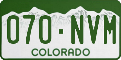 CO license plate 070NVM