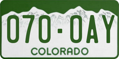 CO license plate 070OAY