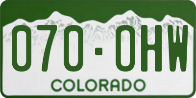 CO license plate 070OHW