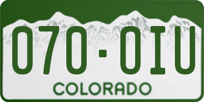 CO license plate 070OIU
