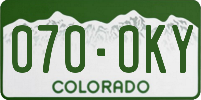 CO license plate 070OKY