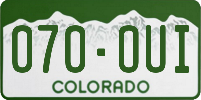 CO license plate 070OUI