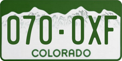 CO license plate 070OXF