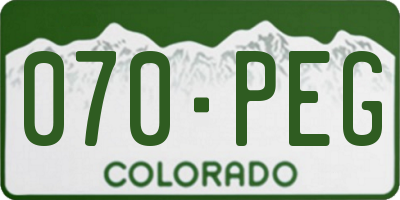 CO license plate 070PEG