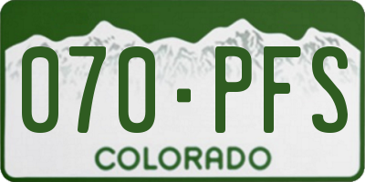 CO license plate 070PFS