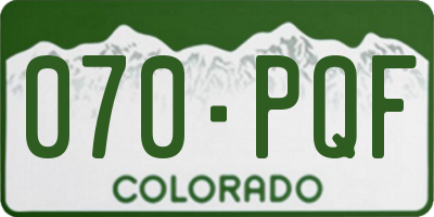 CO license plate 070PQF